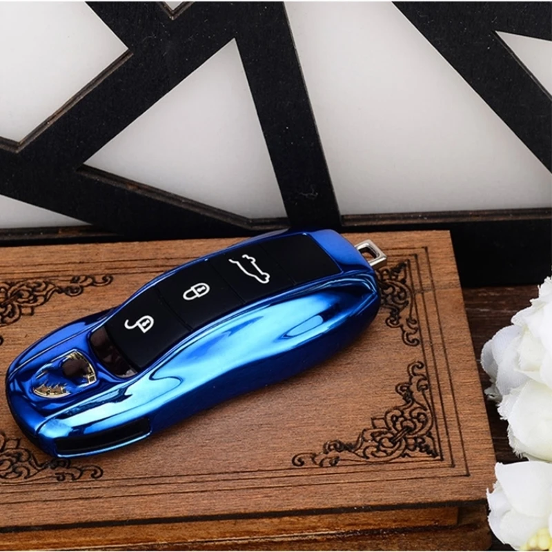 3 шт. зеркальный синий Автомобильный Брелок дистанционного управления ключ чехол запасной чехол для ключа refit Porsche Boxster Cayman 911 Panamera Cayenne Macan
