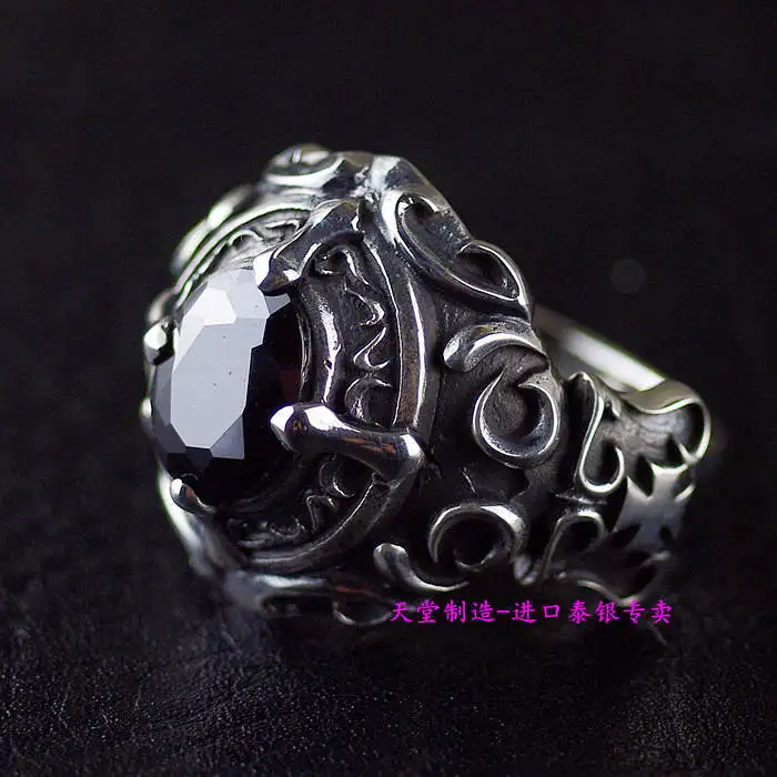 Кольцо из стерлингового серебра 925 пробы в готическом стиле для мальчиков в стиле ретро из старого тайского серебра