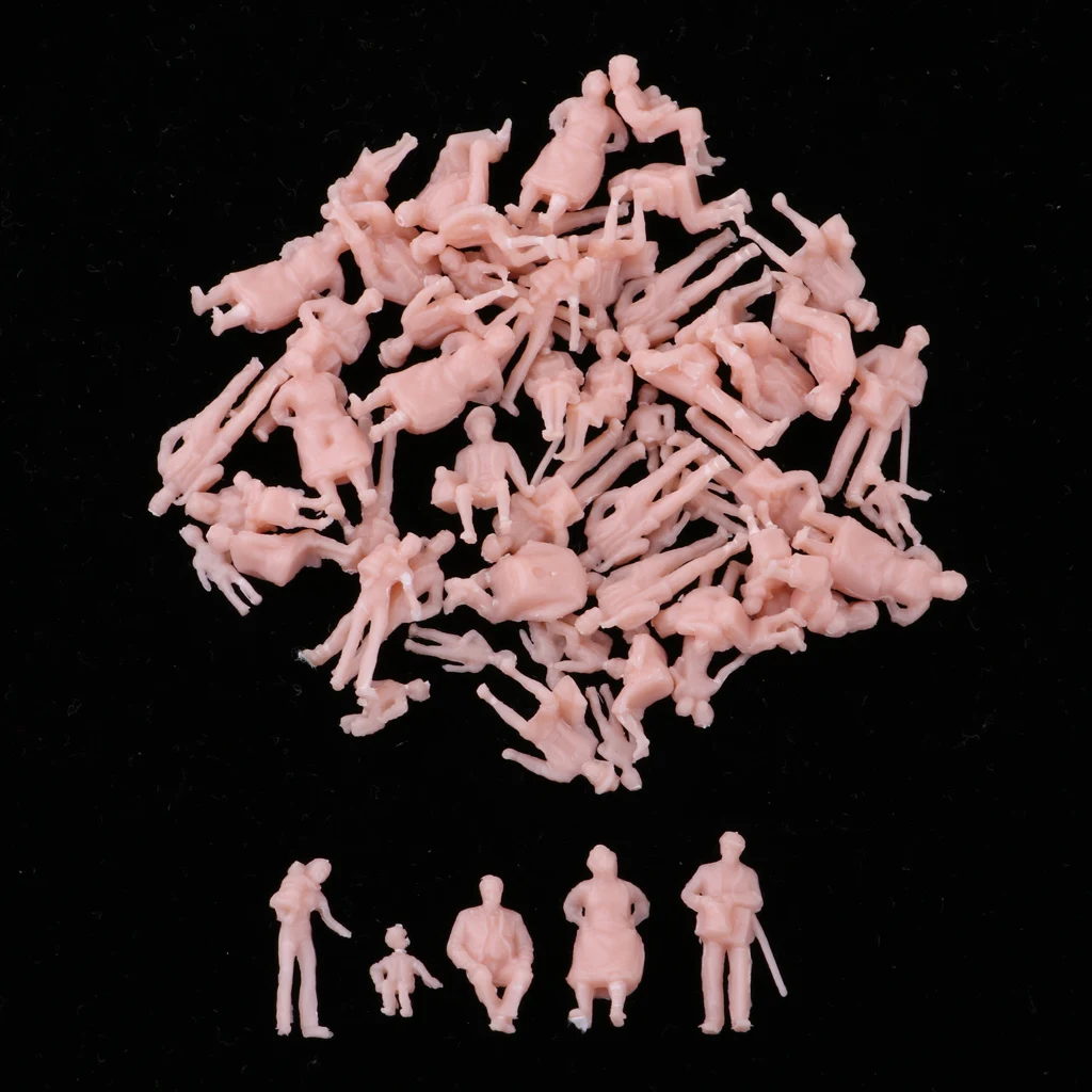 

60pcs Unpainted Model Train People Figures HO Scale Model Miniature Figures for Sand Table Model Accessories Diorama Layout
