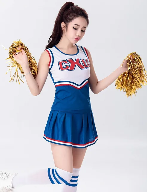 Sexy High School Cheerleader Costume Cheer Girls Uniform Costume Tops 