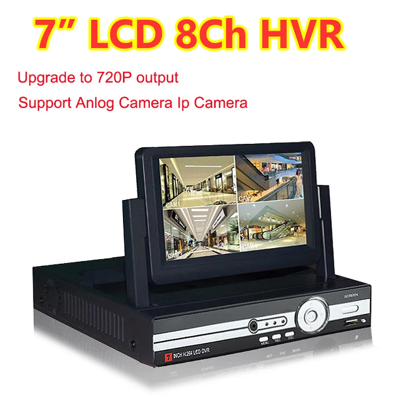

7" LCD Monitor CCTV 8CH Channel DVR 720P Recorder HDMI Output AHD DVR 8 channel HVR DVR NVR Support Analog IP Camera 3G WIFI