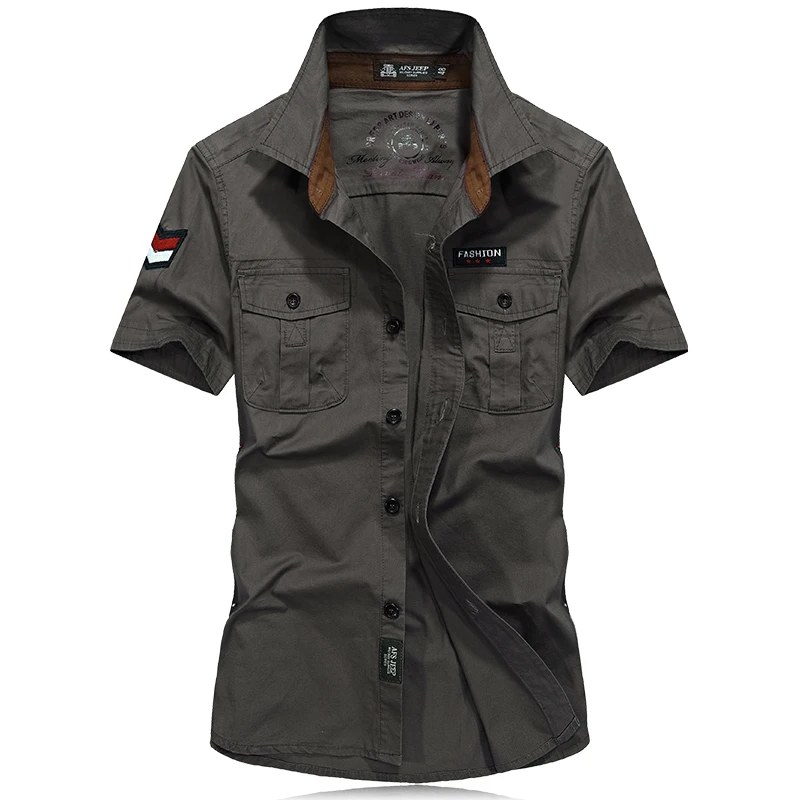 Летняя мужская рубашка в Военном Стиле, брендовая одежда, модная мужская армейская рубашка, Униформа с короткими рукавами, вышивка, camisa chemise hemd