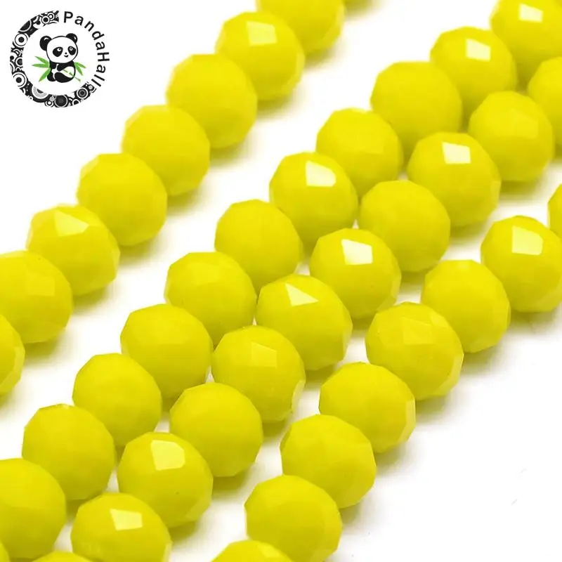 

1 Strand Opaque Solid Yellow Color Faceted Crystal Glass Abacus Beads Strands, 3x2mm, Hole: 1mm; about 138pcs/strand, 12.9"