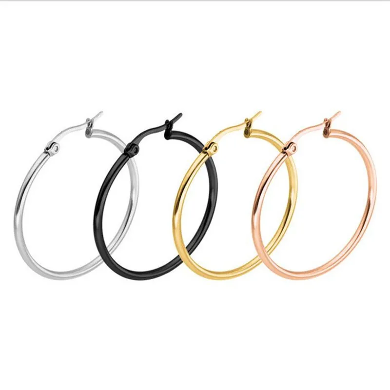 

Trendy Hip Hop Piercing Earrings Stainless Steel Stud Earring Men Black Silver Gold A Pair Diameter 10 to 70mm