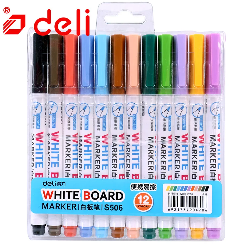 Deli 12 Color White Board Marker Non Toxic Art Markers Erasable