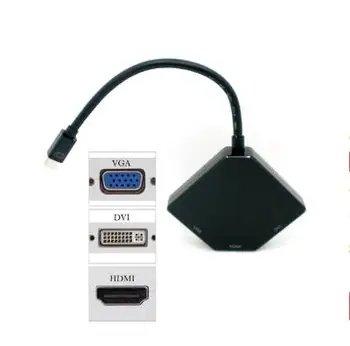 

HDMI DVI VGA to Mini Displayport DP 3 in1 Adapter Cable Converter for Apple Mac Book Air Pro iMac Black
