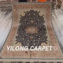 Yilong 6'x9 Тебризский ковер из шелка Vantage синий ручной работы восточные области шелковый ковер(LH479B6x9