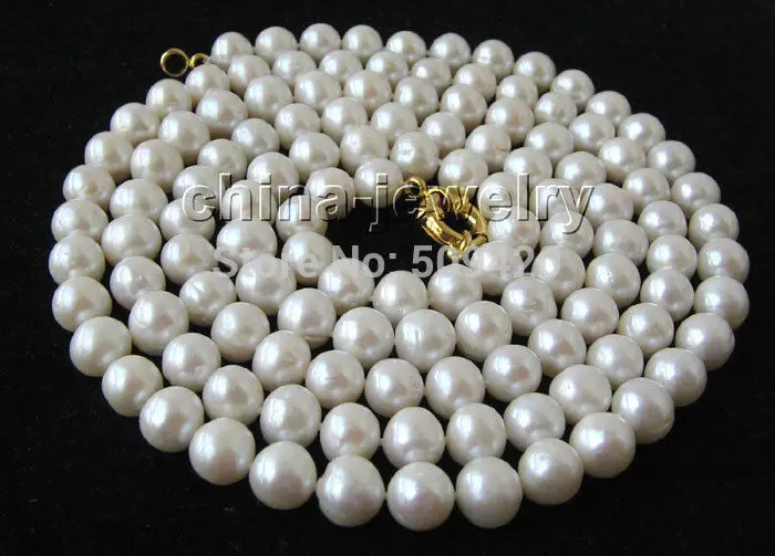 

W&O653 Beautiful 50" 11mm natural white round freshwater pearl necklace (C0309)