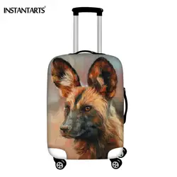 INSTANTARTS Африканские Дикие живопись с изображением собак с принтами для багажа чехлы на молнии водостойкие Дорожный чемодан на колесиках