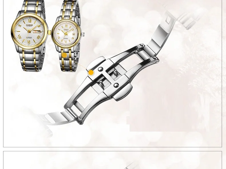 1 Pair GUANQIN Lovers Mechanical Watches Couple Automatic Watch Men Women Clock Auto Date Luminous Waterproof Brand Watch Men (18)