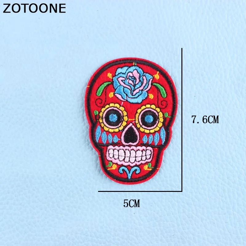 ZOTOONE шт. 1 шт. вышивка сахарный череп патч утюг на нашивки для Одежда Наклейки на одежду украшения аппликация панк Рок Группа C - Цвет: 836