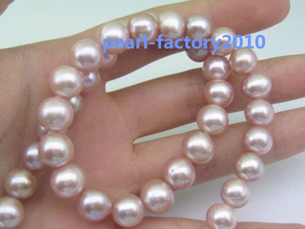 

18" AAA 10-9 MM SOUTH SEA NATURAL GOLD PURPLE PINK PEARL NECKLACE 14kGP CLASP