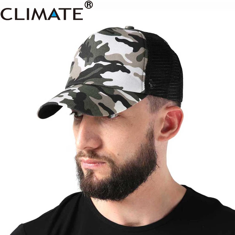 

CLIMATE Men Camouflage Trucker Cap Fishing Hunting Mesh Caps Cool adjustable Cap Hats for adult man Trucker cap