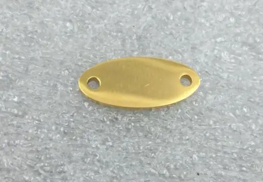 Gold plated color MYLONGINGCHARM 50 шт. индивидуальные labels-14mmx6mm для одежды с гравировкой соединители в мини-размере-ваш логотип или дизайн G2323 - Цвет: Gold plated color
