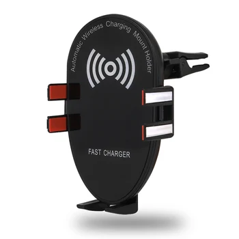 Ascromy Qi Wireless Car Charger For iPhone XR X XS Max 8 Plus Samsung S10 Intelligent Infrared Sensor Automatic Car Phone Holder