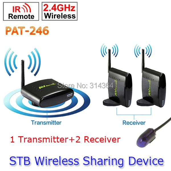  1 Transmitter to 2 Receiver PAT-246 Smart 2.4GHz Wireless 250m AV TV Sender wireless ir remote extender  For HDTV 8 Channel 