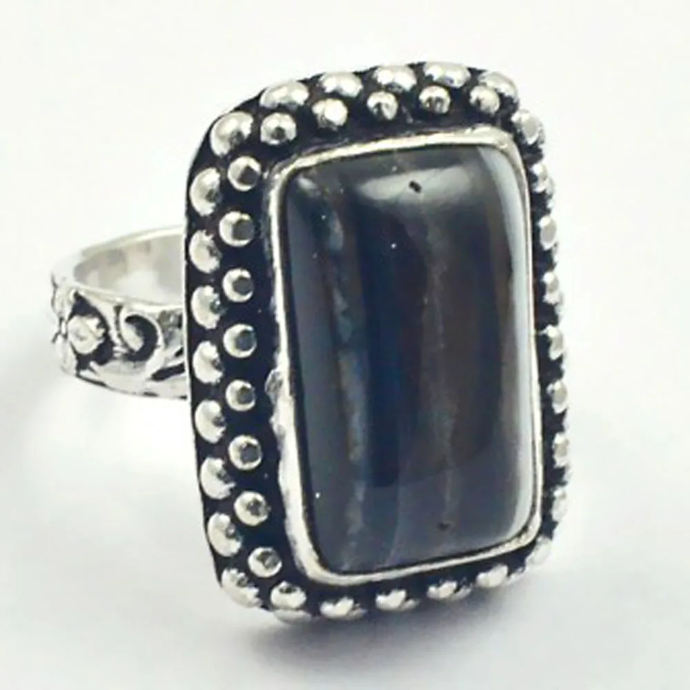

Botswana Agates Ring Silver Overlay over Copper, USA Size 7.5 , R3342