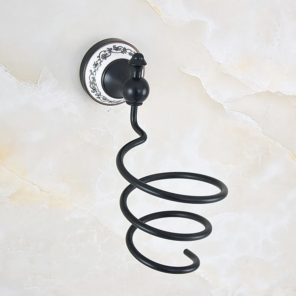Black Oil Rubbed Brass Ceramic Base Hair Dryer Holder Wall Mounted Bathroom Accessories Bath Hardware aba768 | Обустройство дома
