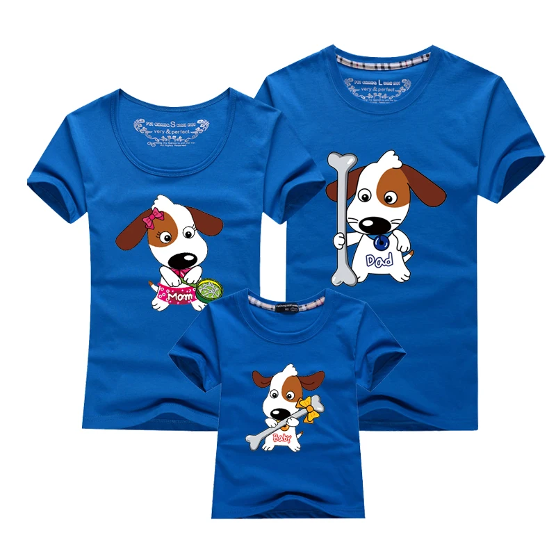 2018 New Family Dog t-shirt Couple T Shirts Men Women Baby Clothing Parent-Child T-shirt Cartoon Couple Shirts For Lovers