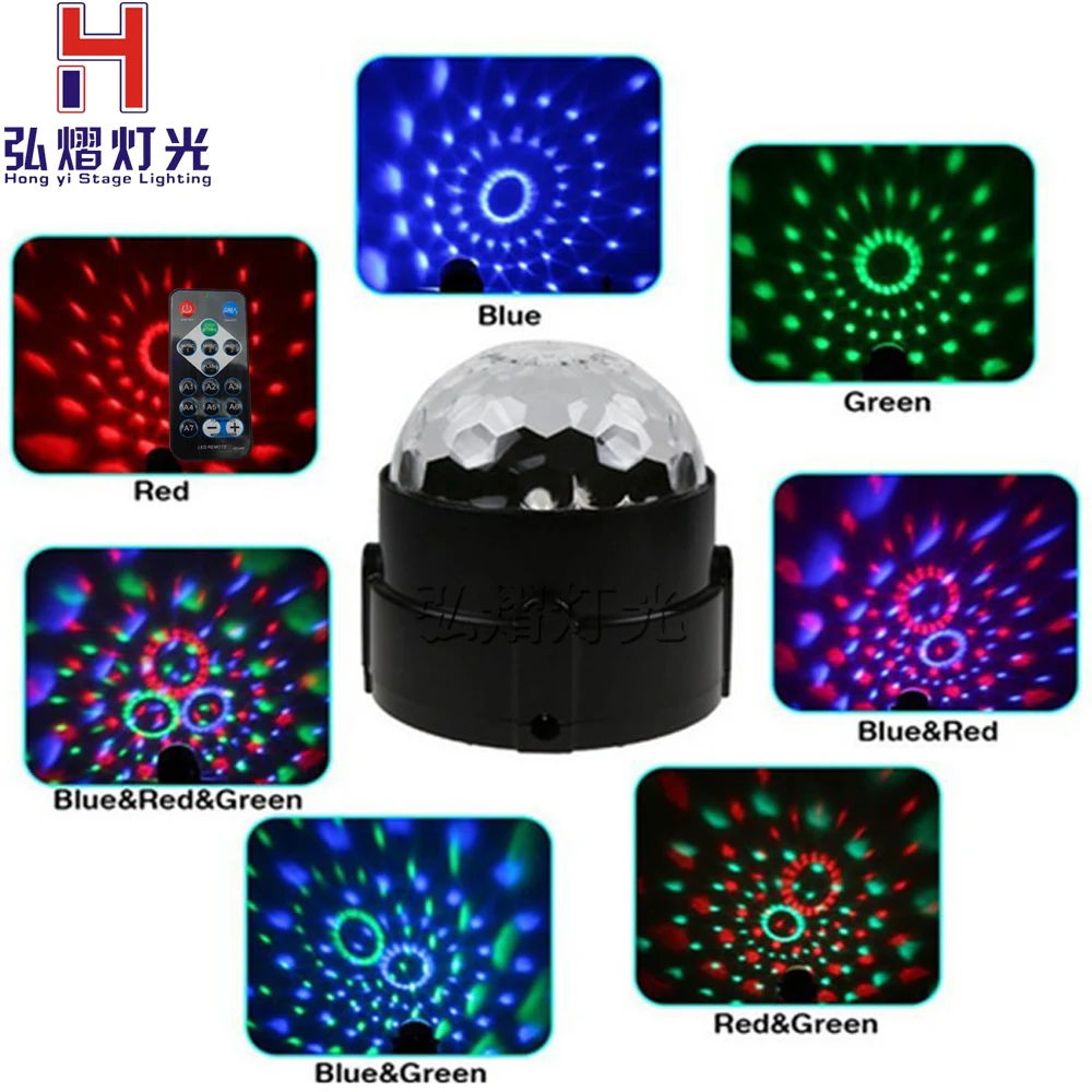 

Mini Remote RGB led crystal magic Rotating ball stage lights Sound Activated disco light music Christmas party lighting