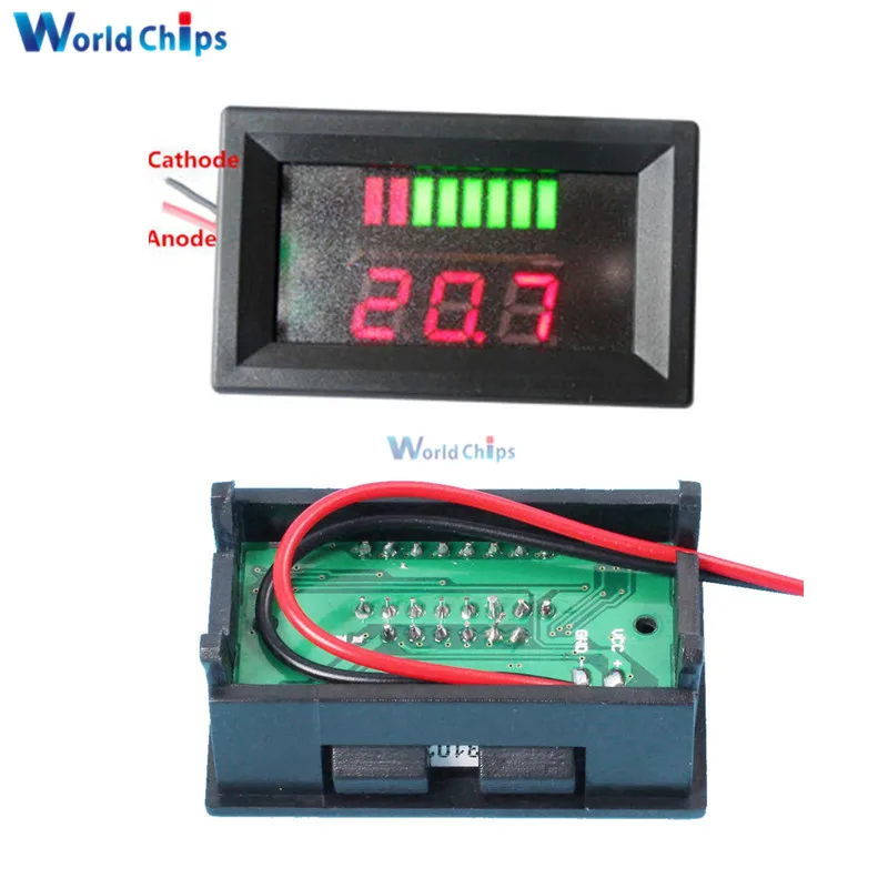 

Red LED Lead-acid Battery Indicator 6V/12V/36V/48V Battery Capacity Acid Tester Voltmeter Charge Level Indicator For Arduino