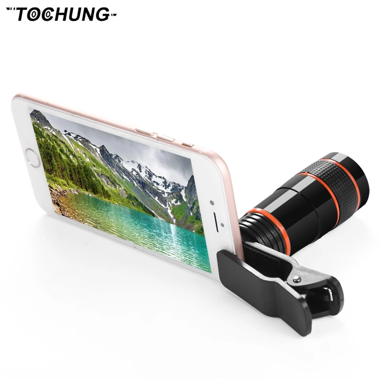 Tochung أحادي 8x زووم بصري تلسكوب تليفوتوغرافي عدسة الكاميرا كليب مصغرة أحادي تلسكوب monoscope أسود/أبيض