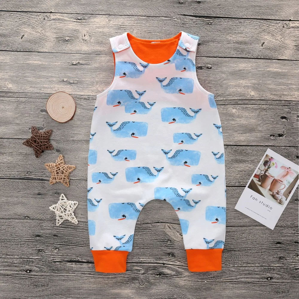 Newborn Baby Kids Boy Girl Rompers Toddler Whale Romper Sleeveless