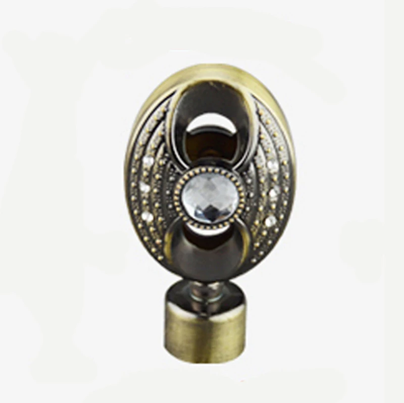 

New arrival Luxury quality metal+crystal Round curtain rod finial for 25/28mm 1/1-1/8-IN diameter rods can mixed order by color