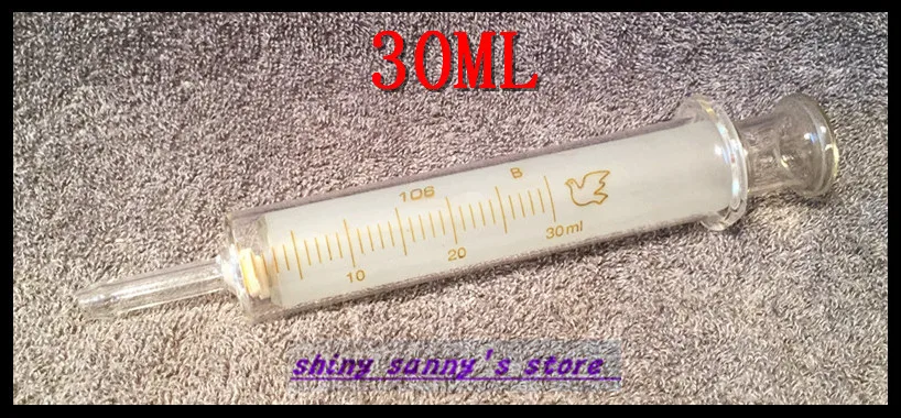 

1Pcs 30ml Glass Syringe Large Diameter Injector Glass Sampler Brand New