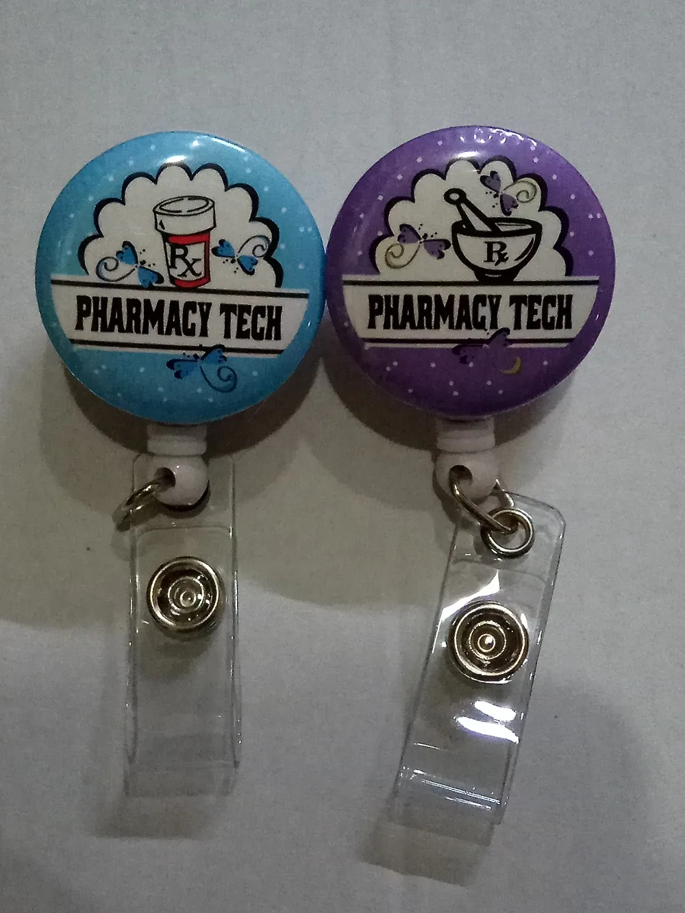 

Pharmacy Tech RX Purple&Blue Nurse Badge Reel Metal clip 10pcs/lot