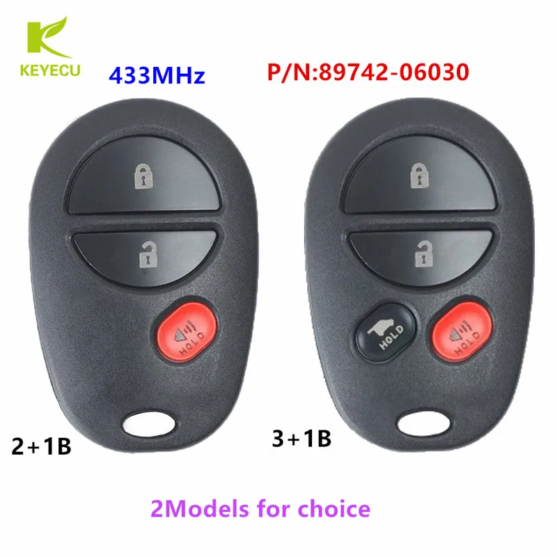 

KEYECU Replacement New Remote Car Key Fob 433MHz for Toyota Camry ACV40 & GSV40 Altise, Ateva, Grande 2006-2011 P/N:89742-06030