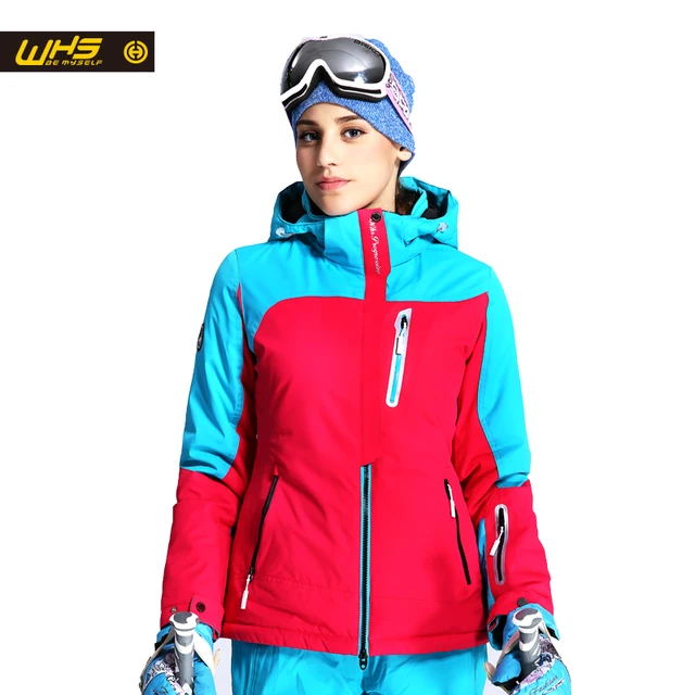 Cheap WHS New women ski jackets winter Outdoor sport waterproof Snow jacket female thick warm skiing coat breathable ski clothes