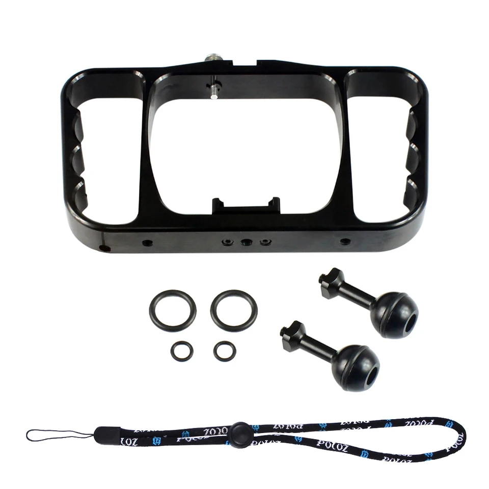 PULUZ Dual Ball Clamp Open Hole Support De Caméra De Plongée CNC Pince De Lampe De Poche à Ressort E