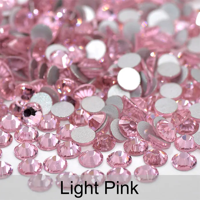 JUNAO ss6 ss12 ss16 ss20 ss30 Блестящий Кристалл AB стеклянные стразы для ногтей круглые камешки для дизайна ногтей кристалл с плоской задней частью не исправление стразы - Цвет: Light Pink