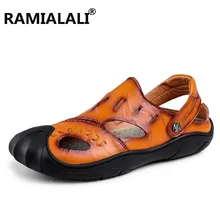 Мужские сандалии роскошные летние мужские кроссовки из натуральной кожи обувь для пляжного отдыха сандалии на резиновой подошве с закрытым носком