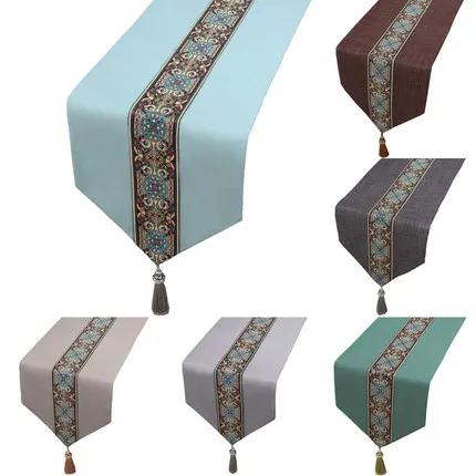 

New Patchwork Lace Cotton Linen Table Runner High Quality Dining Table Mat Vintage Chinese Decorative Table Cloth Rectangular