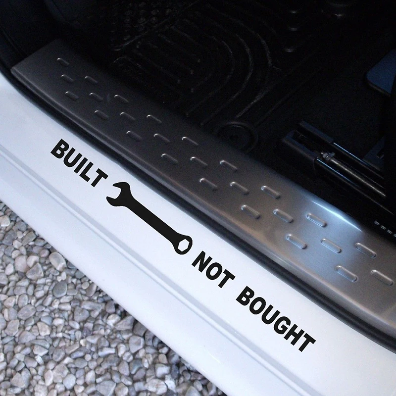 2x Built Not Bought 4x4 Door Sill Pair Car Stickers Funny Fashion Personality Creative Vinyl Decor Decals