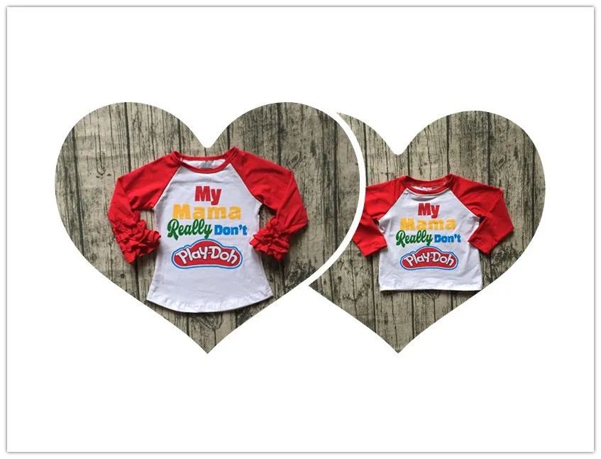 Осенняя футболка для девочек и мальчиков с принтом «my mama действительно don't play Doh», детская одежда для девочек и мальчиков, верхняя одежда, красная одежда с рукавами