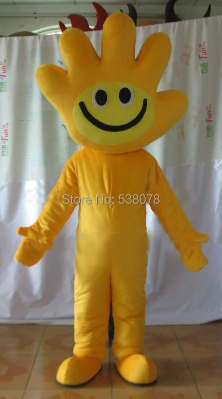 Custom Yellow Smiling Hands Mascot Costume Adult Size Hand Finger Mascotte Costumes (can change color and print logo) SW1201 |