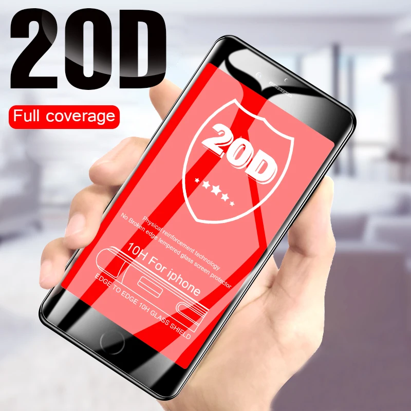 

20D Curved Tempered Glass Film On The For iphone 6 6s 7 8 PLus Screen Protector For iphone 7 8 6 6s PLus Full Protective Glass