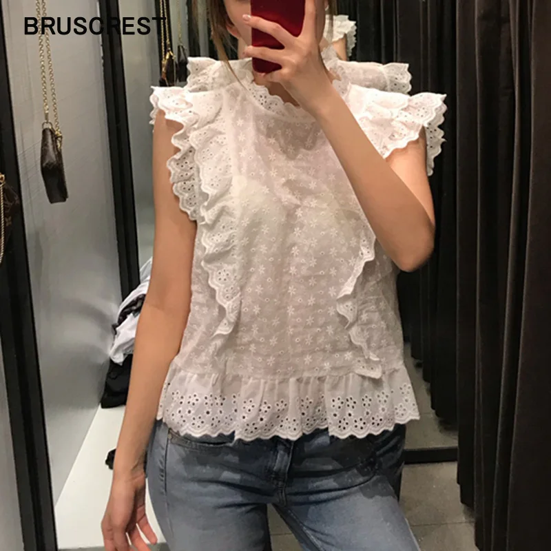 

Summer crop top womens tops and blouses ruffle lace white blouse women casual shirts embroidery ladies tops korean boho clothing