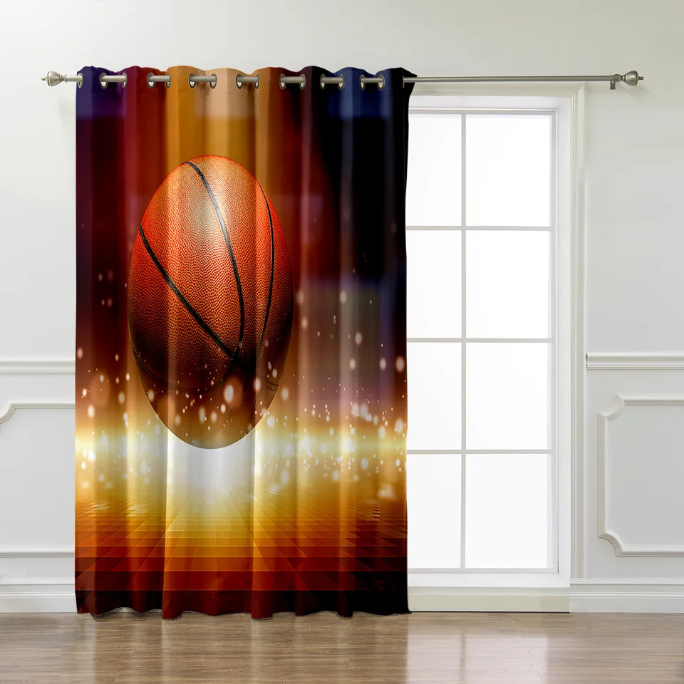Basketball Game Sport Radial Room Curtains Large Window Curtain