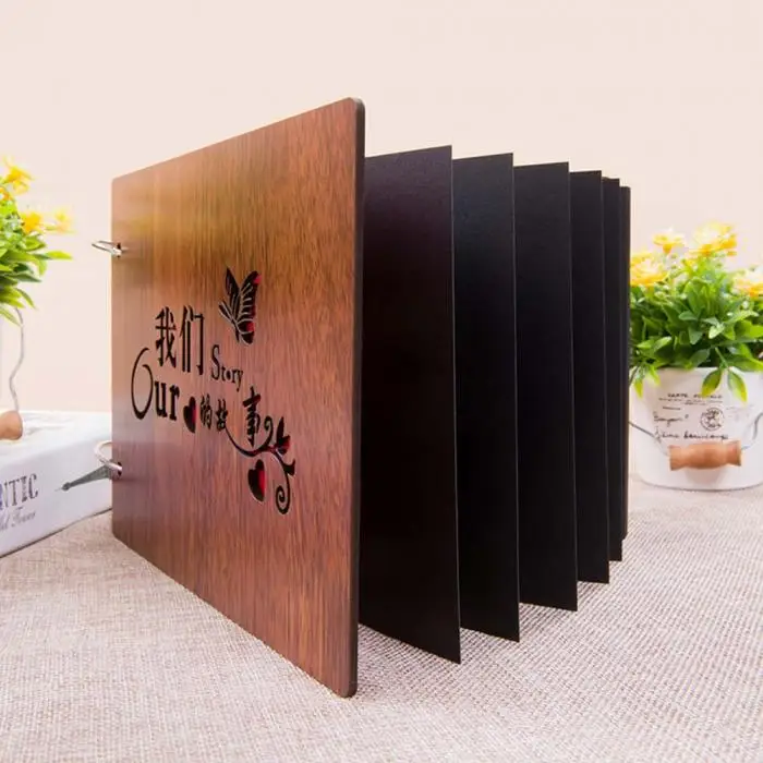 Photo Albums Wood Cover Albums Handmade Loose-leaf Pasted Photo Album Personalized Album 899