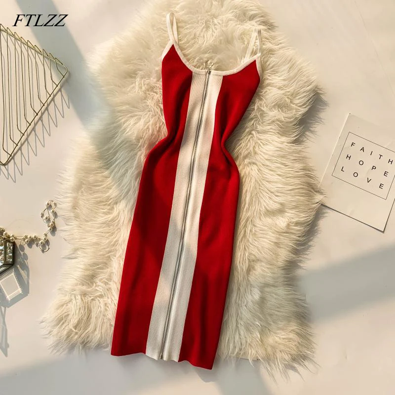 FTLZZ 2019 стрейчевое облегающее платье женское трикотажное сексуальное на бретелях