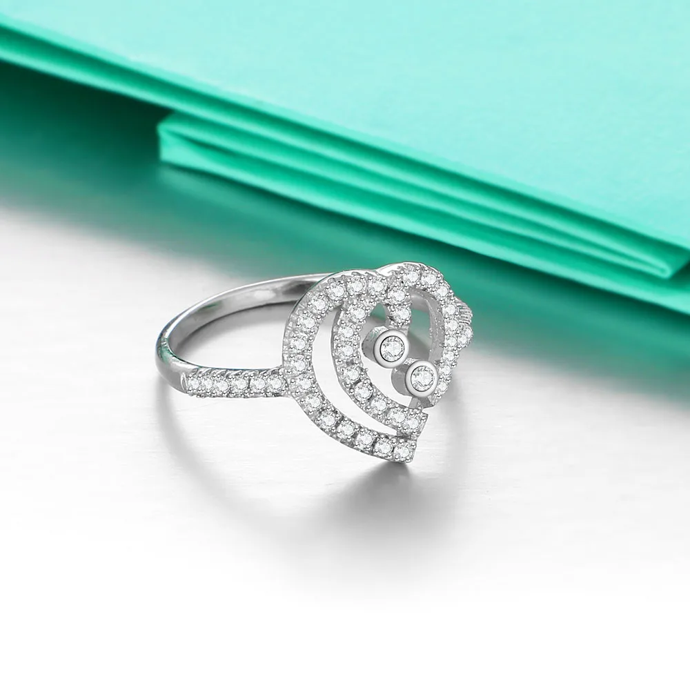 Luxurious Heart Design Cubic Zirconia 925 Sterling Silver Party Rings For Women Best Gift For Her (JewelOra RI101735)