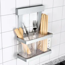 Кухонный многофункциональный настенный контейнер для палочек для еды из нержавеющей стали, стойка для ложки и палочек wx8071145