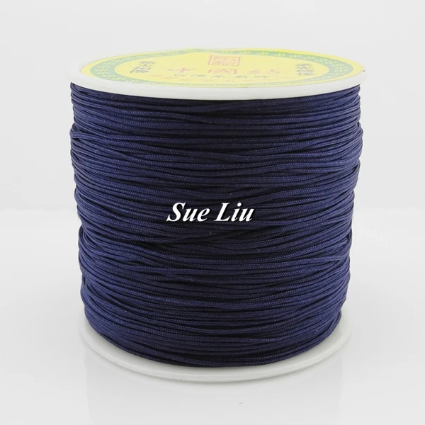 0,8 мм 49-цвет нейлоновый шнур нить китайский узел макраме шнур браслет плетеный шнур кисточки вышивка бисером нить-100 м/катушка - Цвет: Navy Blue CX335
