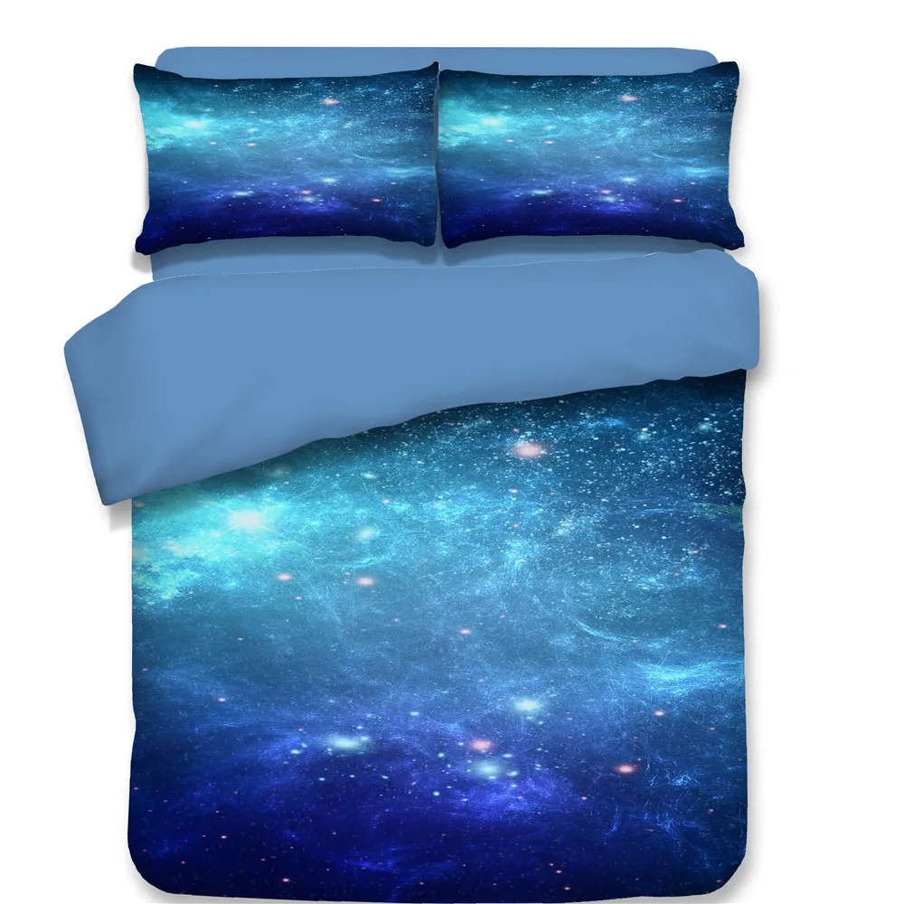 Blue 3d star Galaxy bedding set Bedspread 3pcs duvet cover king queen