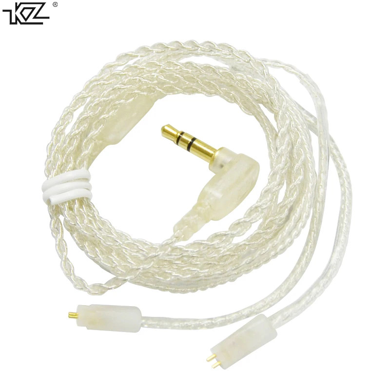 Посеребренный кабель для наушников KZ ZS5 ZS3 ZS6 2 контакта 0 75 мм|cable upgrade|silver cablefor earphones