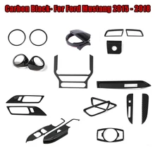 1 set Per 2015-2018 Ford Mustang Nero di Carbonio Finestra Interruttore Sul Pannello di GPS Dashboard Storage Box Interruttore di Copertura Trim interni Auto Parte
